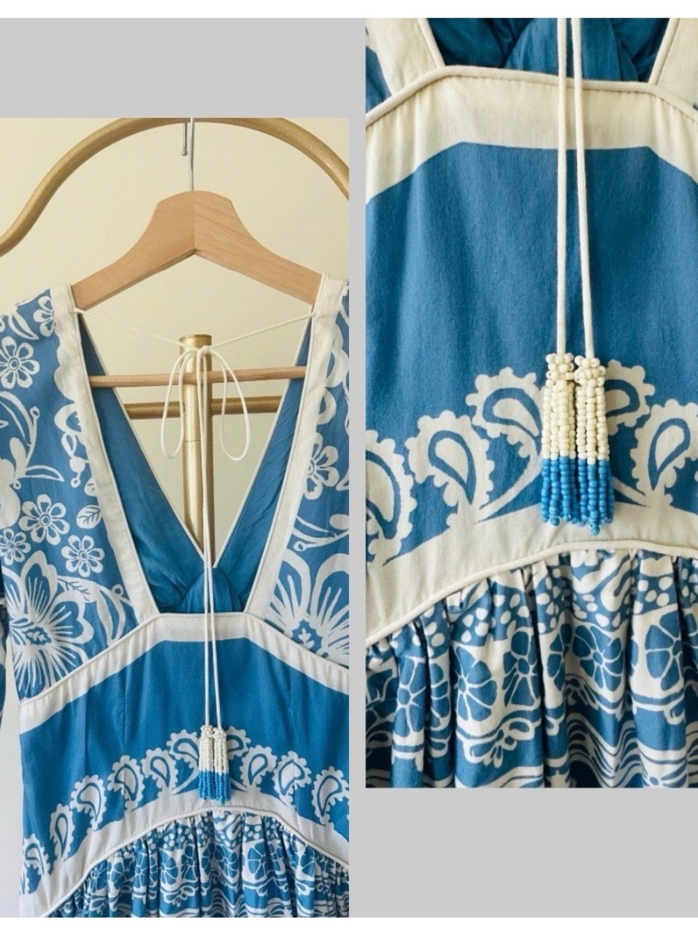 FARM Rio Blue and White Floral Maxi Dress